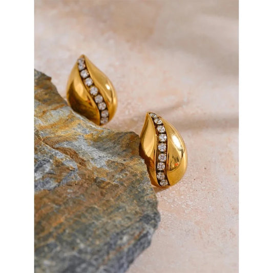 Elegant Water Drop Stud Earrings - Sparkle Style