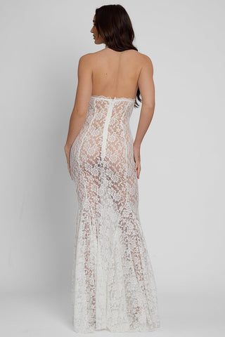 Elegant White Lace Cutout Maxi Dress