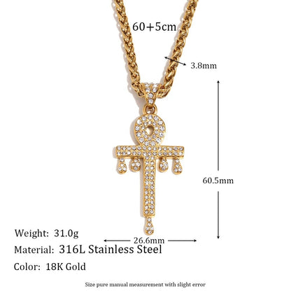 Gold Elysian Key Necklace - Size Details