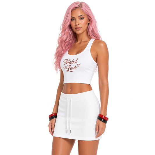 Essential Drawstring Skirt — White close-up