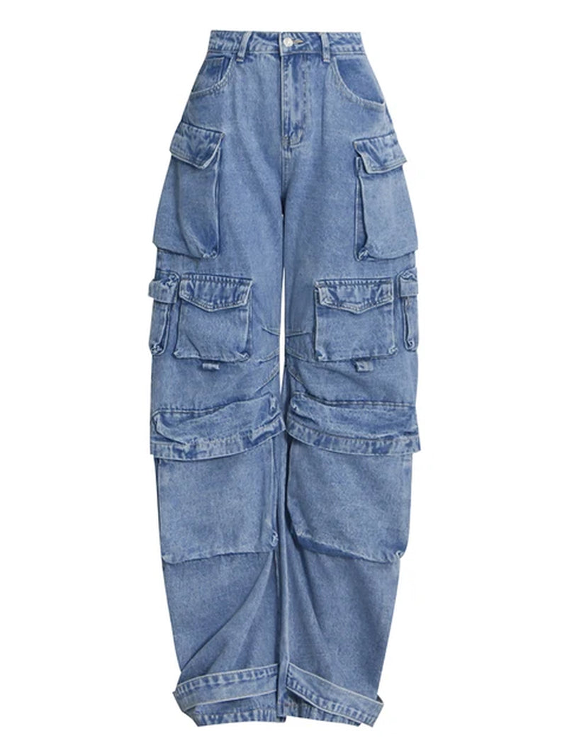 Blue Denim Cargo Pants