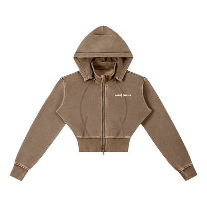 Vintage Washed Cropped Fleece Hoodie