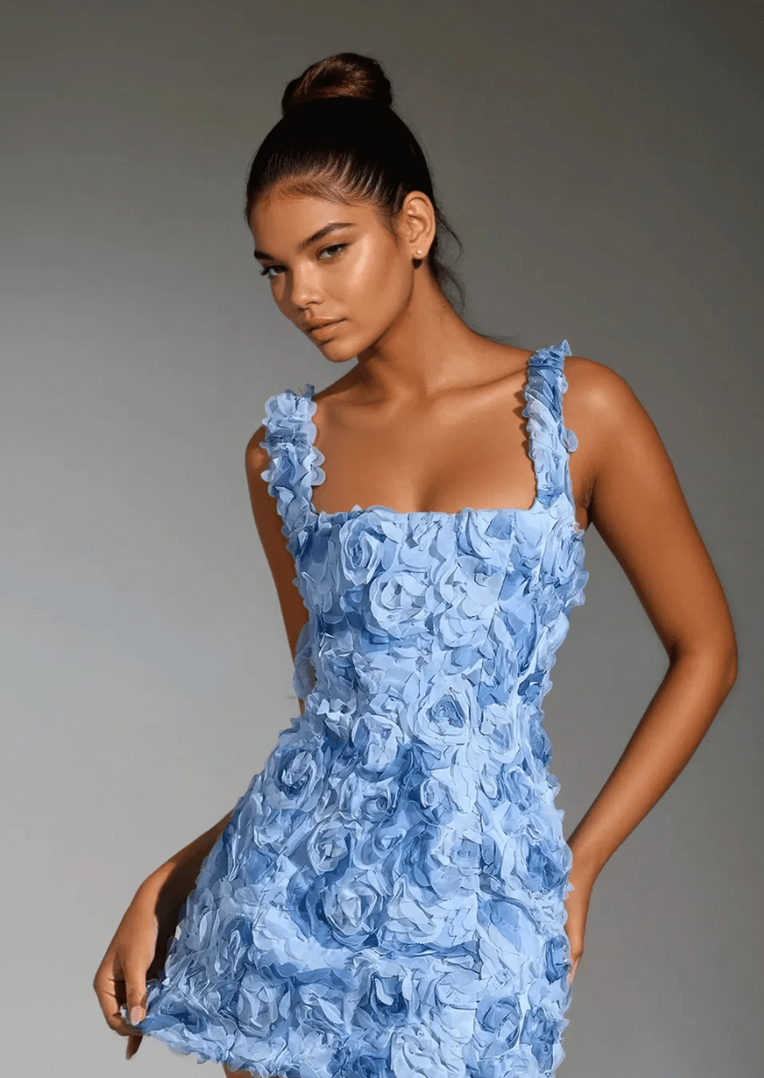 Fabric Flower Mini Dress