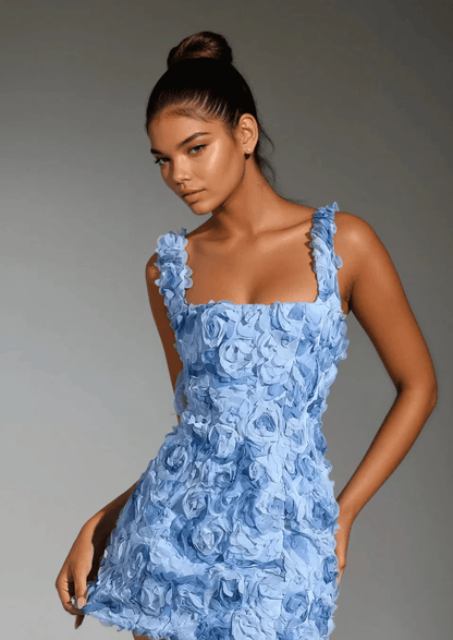 Fabric Flower Mini Dress