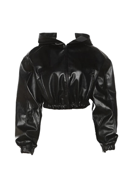 Faux Leather Puffer Jacket