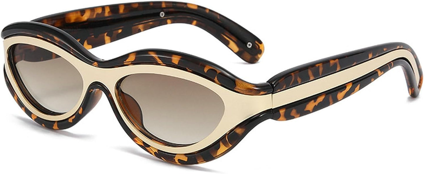 Cat Eye Sunglasses for Women Cute Oval Thick Frame Y2K Accessories Sun Glasses Chic Retro Style Shades