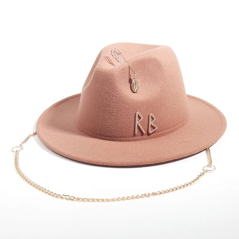 Fedora Hat with Metal Chain Strap