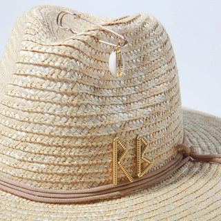 Fedora Straw Hat with Chain Strap - Mabel Love Co - Apparel & Accessories