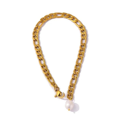 Figaro Chain Natural Pearl Anklet