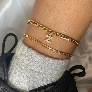 Figarro Anklet with Initial - Mabel Love Co - ANKLET