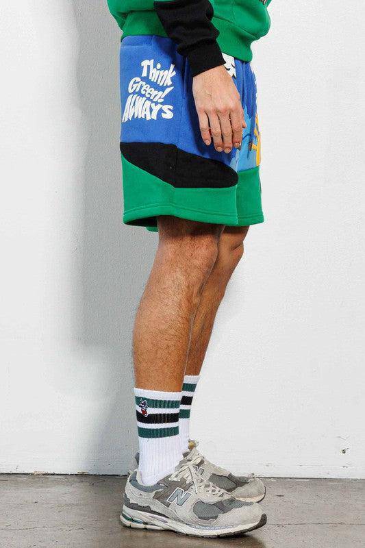 THINK GREEN CUT&SEW  GRAPHIC  SHORTS, [product type]