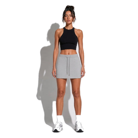 Essential Drawstring Skirt — Flower Gray front