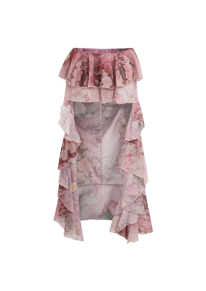 Flowers Print Layered Ruffles