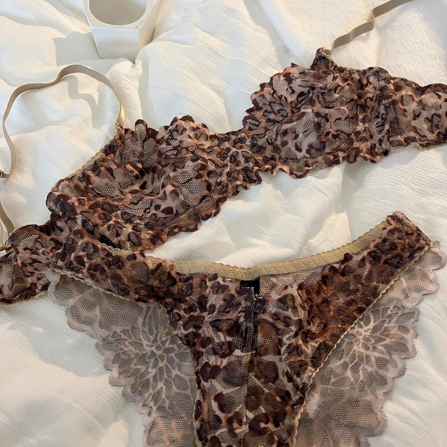 French Thin Leopard Print Lingerie Set