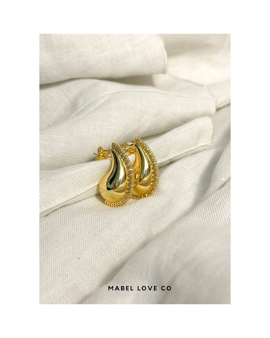 Chunky Teardrop Zircon Earrings — front