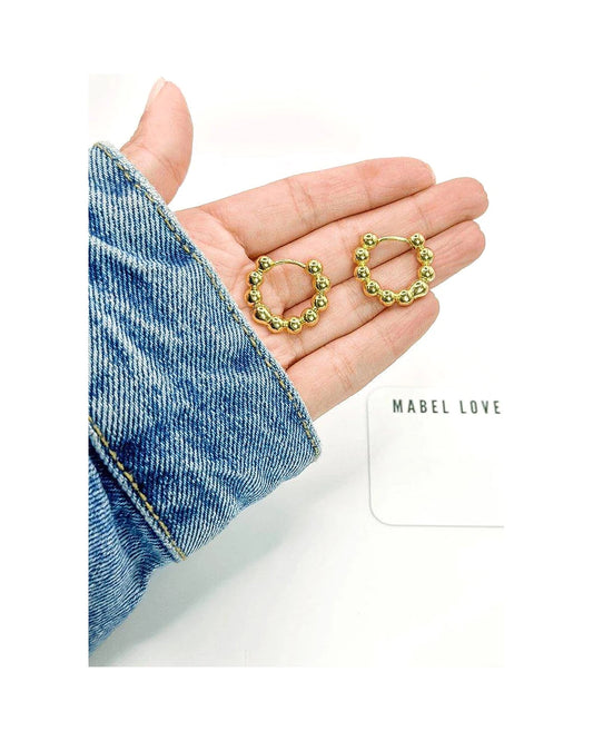 Gold Beaded Hoop Earrings — gold front
