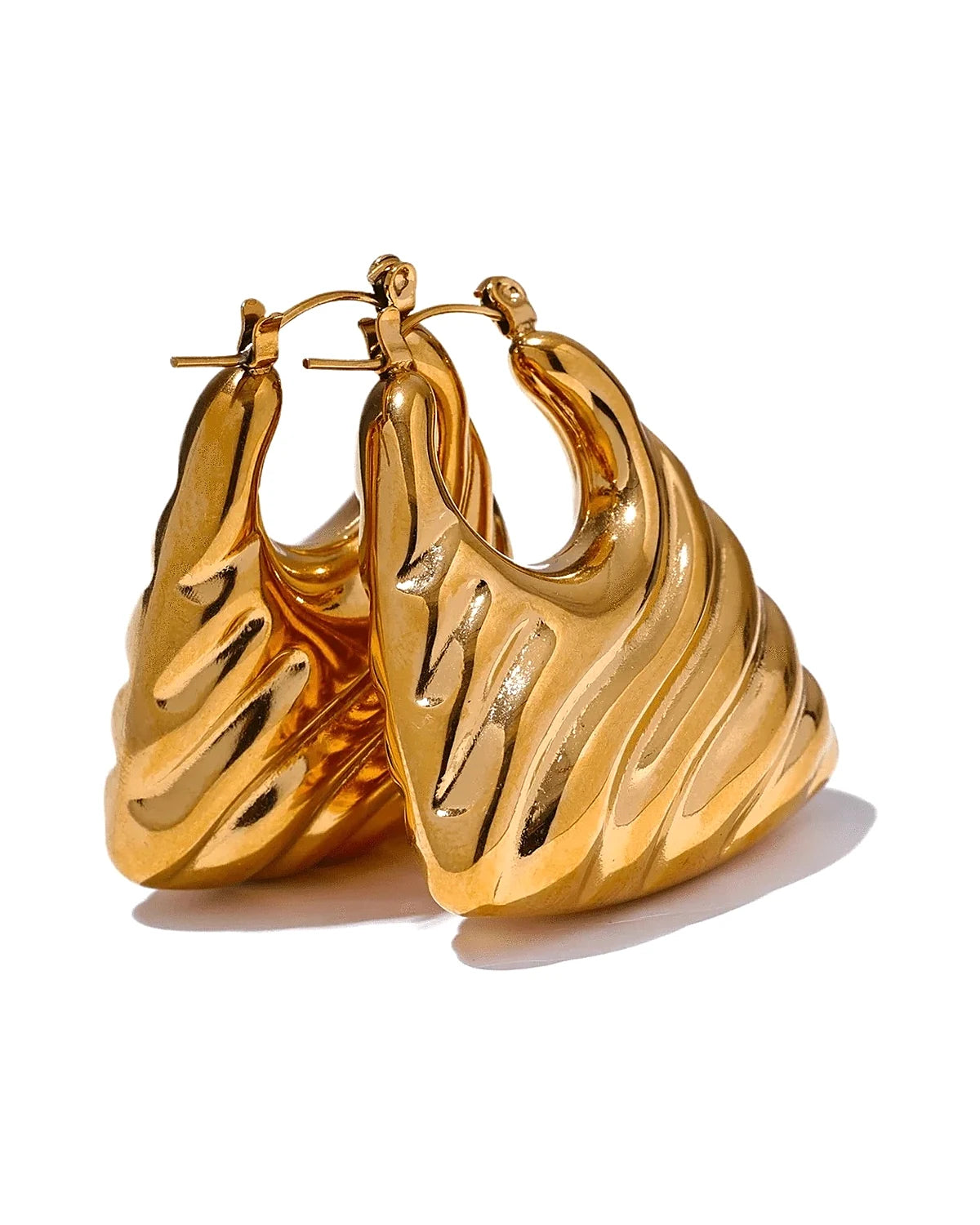 Gold Bag Hoop Earrings — gold front
