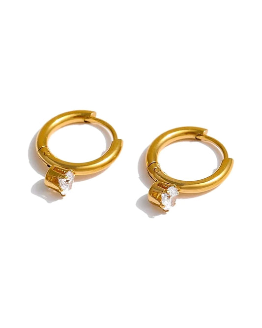 Solitaire Hoop Earrings — front
