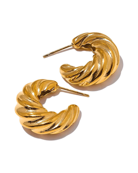 Chunky Twisted Rope Hoop Earrings — front