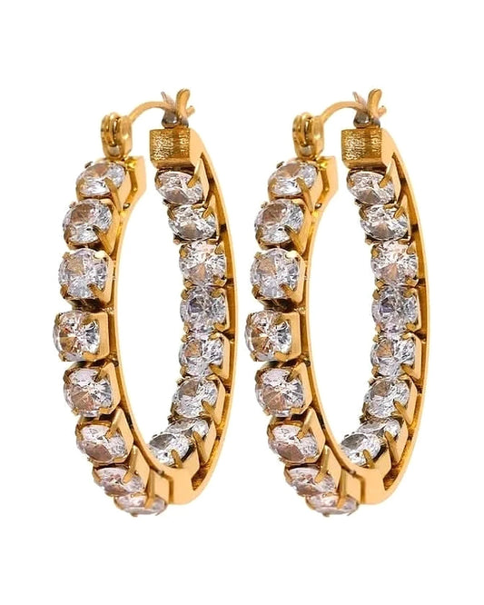 Cubic Zirconia Hoops — front