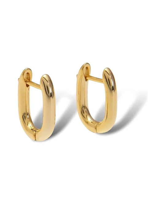 Oval Huggie Hoop Earrings — front