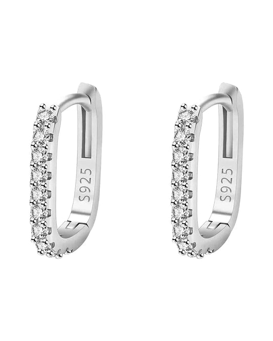 sterling silver hoop earrings — silver front