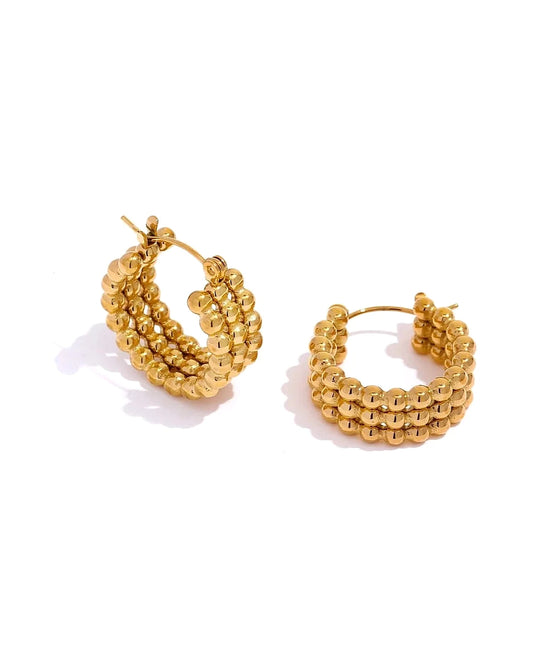 Three Row Gold Hoop Earrings — gold front