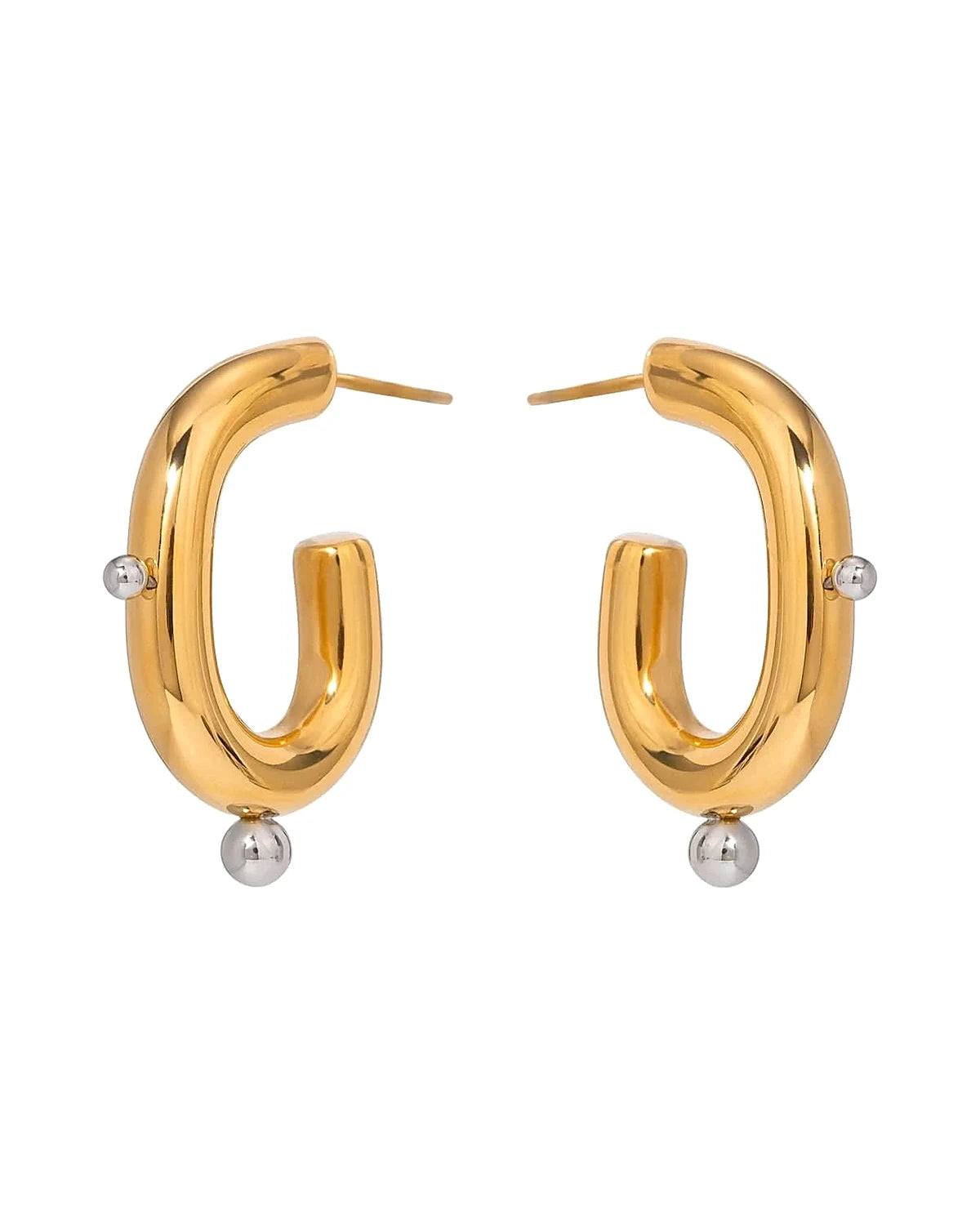 Elegant Gold/Silver Statement Earrings - Fashionable Women's Accessories — front