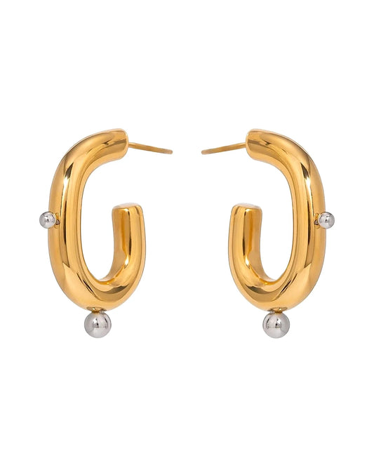 Elegant Gold/Silver Statement Earrings - Fashionable Women's Accessories — front