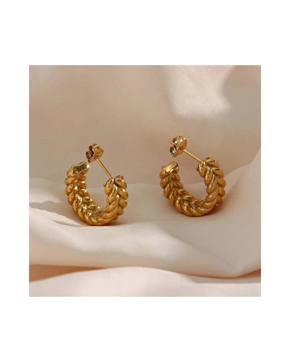 Luxury 18K Gold Funky Hoop Earrings — gold front