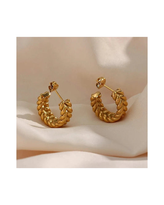 Luxury 18K Gold Funky Hoop Earrings — gold front