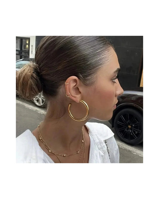 Gold Classic Hoop Earrings for Everyday Glam — gold front