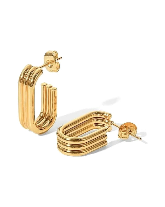Parallels Hoops Earrings — gold front