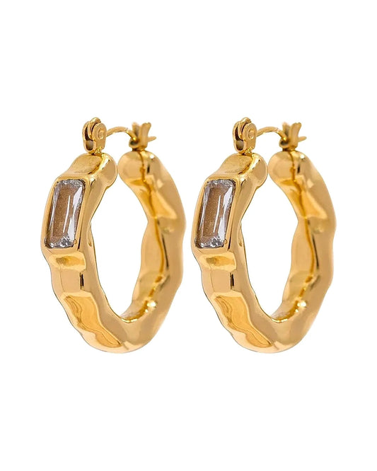 Golden Gem Hoop Earrings — gold front