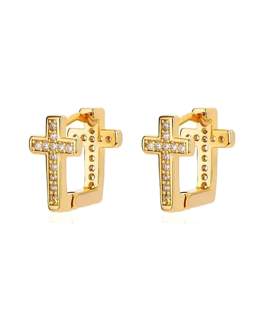 Cross Hoop Earrings — front