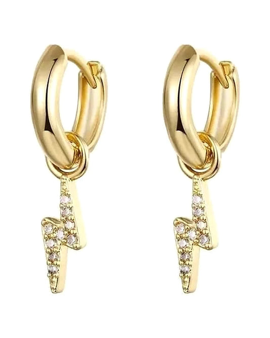 Gold Lightning Hoop Earrings — gold front