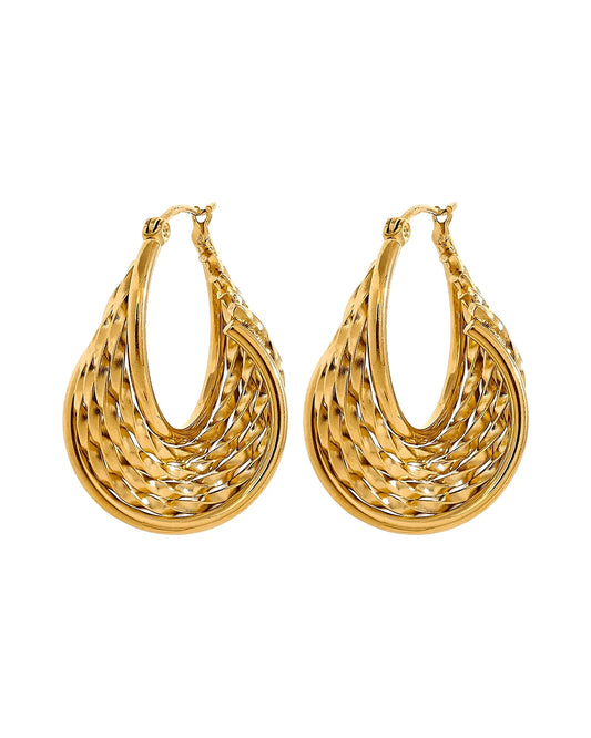 Weaved Spirals Hoop Earrings — gold front
