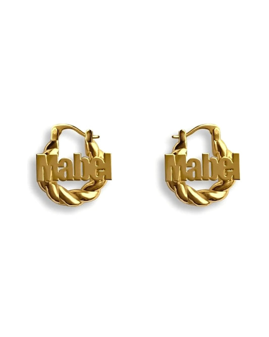 Name Hoop Earrings — front