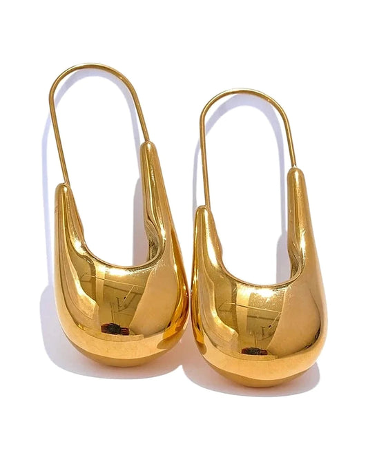 Paperclip Hoop Earrings — gold front
