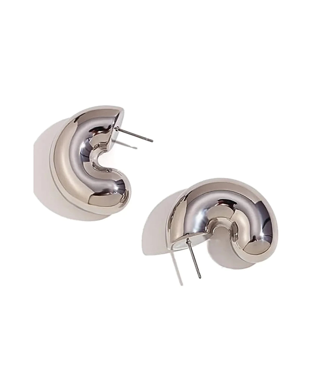 Chunky Silver Hoop Earrings – Bold, Lightweight & Hypoallergenic — silver front