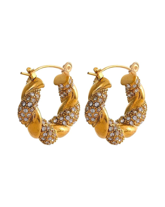 Scrunchie Hoop Earrings — gold front