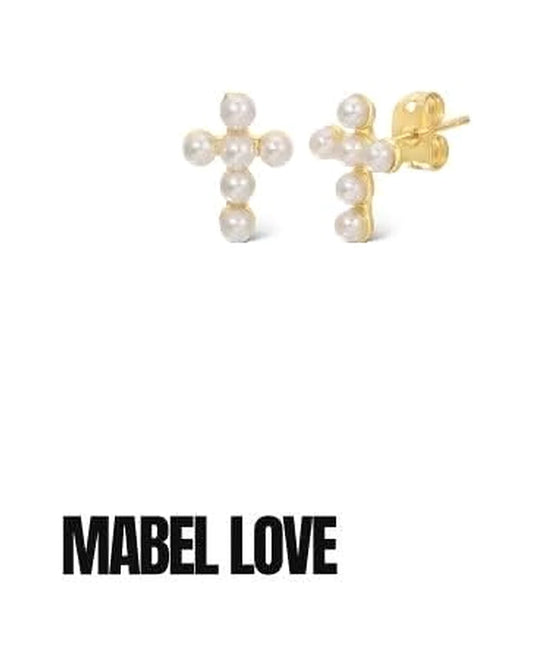 Gold Beaded Cross Studs — gold front