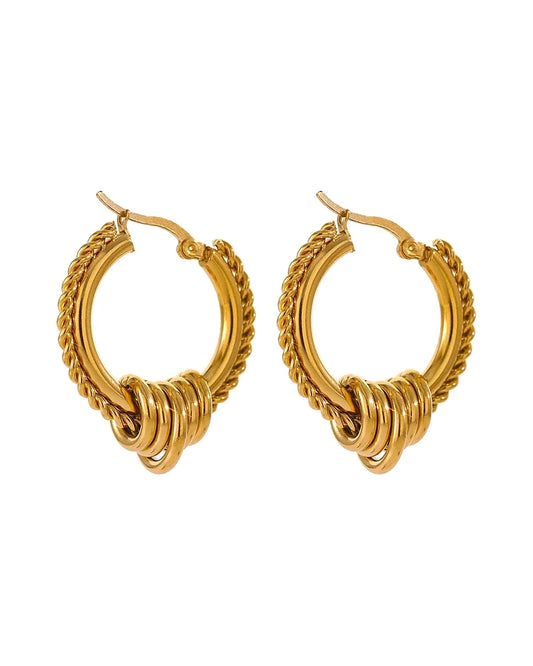 Gold Twisted Rope Hoop Earrings — gold front