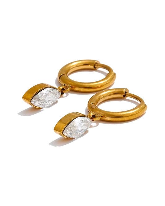 Marquise Cut Dangle Hoop Earrings — front