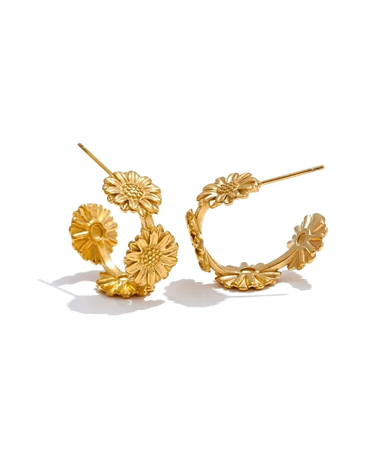 Daisy Hoop Earrings — gold front