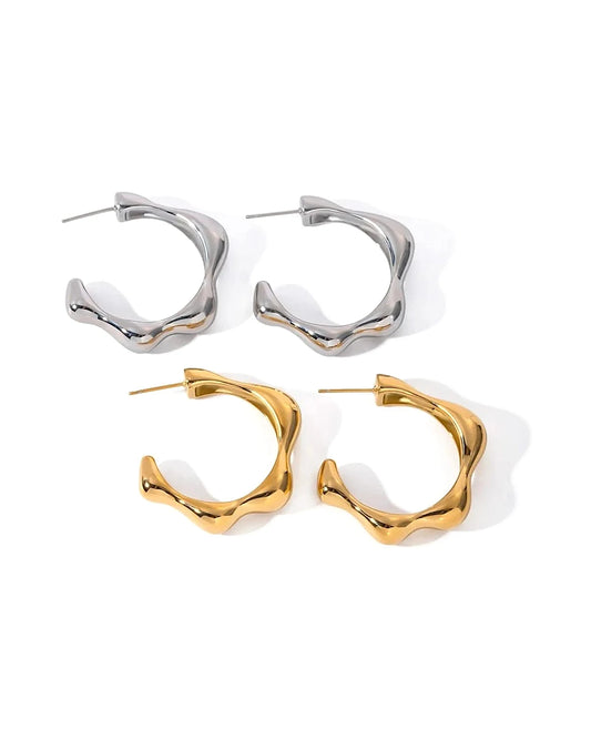 Chic Geometric Petal Earrings - Fashionable Style — front
