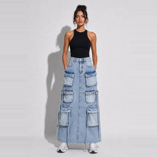Multi Pocket Maxi Skirt — front