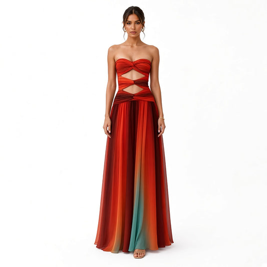 Chic Hollow Out Maxi Dress – Beach Vibe — front