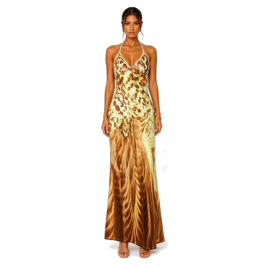 V-Neck Leopard Maxi Dress — front
