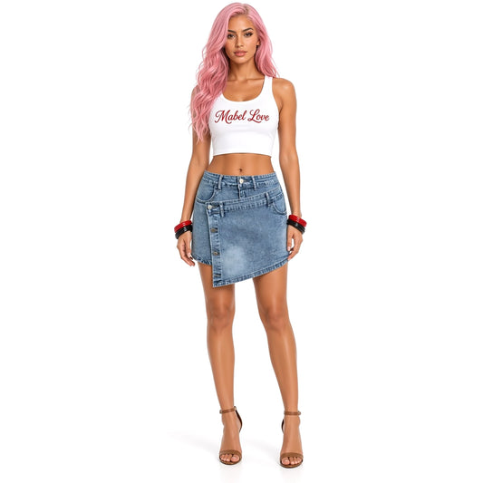 Denim mini Skort — front